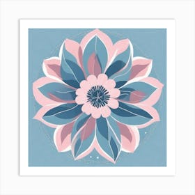 A White And Pink Flower In Minimalist Style Square Composition 94 Art Print