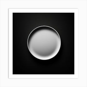 White Plate On Black Background Art Print