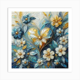 Heart Painting and flowers acrylic art 1 Art Print