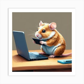 Hamster On A Laptop 1 Art Print