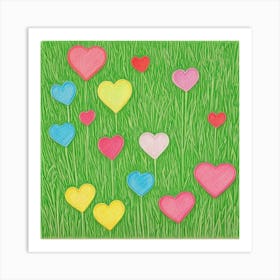 Hearts In The Grass 1 Art Print