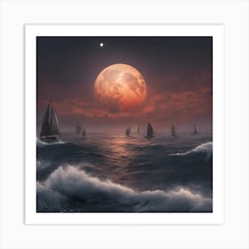 Sailboats In The Sea Art Print