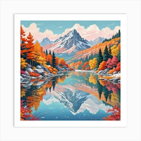 Serene Mountain Landscape Art Print (1) Art Print