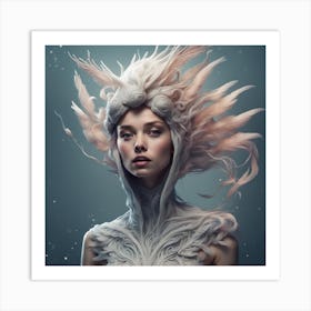 Woman With Feathers Art Print