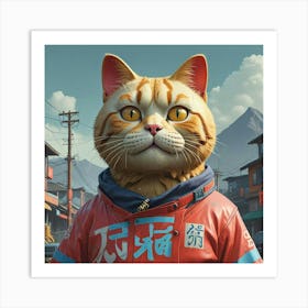 Cat In A Red Jacket Art Print