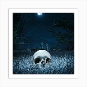 Digital Painting Of A Human Skull Center Frame Empty Eye Sockets Peering Into An Abyss A Backdrop 2 1 Art Print