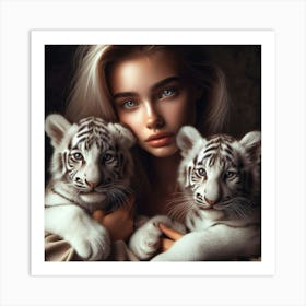 White Tiger Cubs 6 Art Print