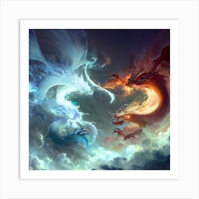 Two Dragons Fighting 17 Art Print