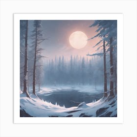 Winter Forest With Visible Horizon And Stars From Above Professional Ominous Concept Art By Artge (3) Art Print