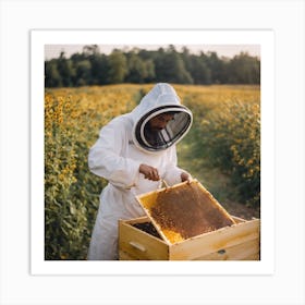 Beekeeper Inspecting Hive 4 Art Print