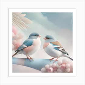 Firefly A Modern Illustration Of 2 Beautiful Sparrows Together In Neutral Colors Of Taupe, Gray, Tan (86) Art Print