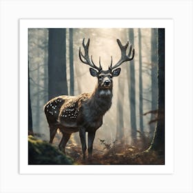 Deer In The Forest 201 Art Print