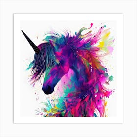 Colorful Splatters Unicorn Art Print