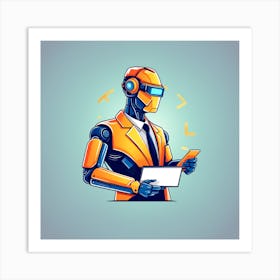 Robot Businessman Art Print