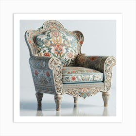 Chair With A Floral Pattern Art Print