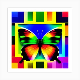 Butterfly On A Square 1 Art Print