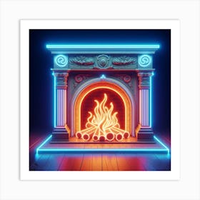 Neon Fireplace 7 Art Print