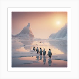 Penguins On Ice 1 Art Print