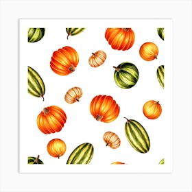 Pumpkins Seamless Pattern Art Print