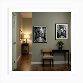 Black And White Street Scene Art Print