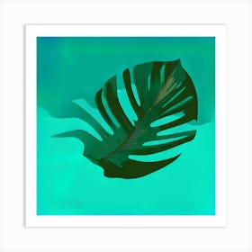 Single Tropical Leaf On A Solid Background Simple Minimalist Flat Art, Tropical leaf art Art Print