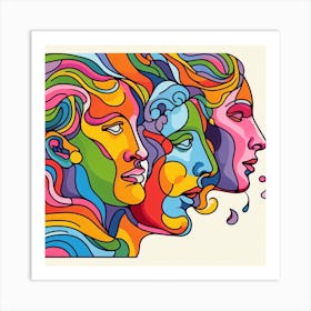 Three Women With Colorful Hair Art Print