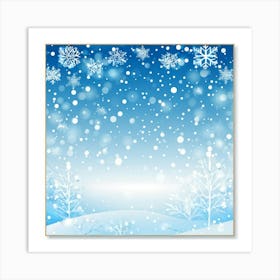 Template Snowfall Pattern Defocused Flier Holiday Frost Snowflake Fall Season Shine Blue (27) Art Print