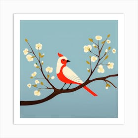 Swedish Dala Horse Art, Bird On a Branch, folk art, 102 Art Print