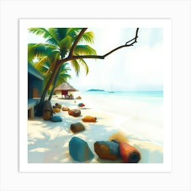 Tropical Beach Scene Art Print