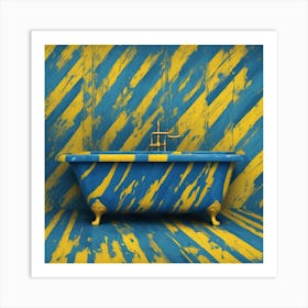 Blue And Yellow Bathroom Art Print