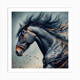 Horse Running With Fire Art Print