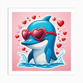Cute Dolphin In Sunglasses Art Print