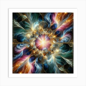 Mysterious marble light radiating fractal vortex: multicolored marble 3 Art Print