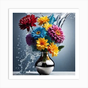 Water Splashing Flowers 3 Art Print