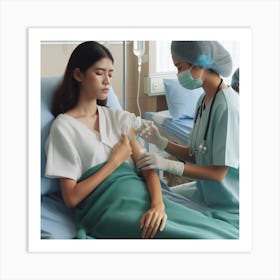 Asian Woman Getting An Injection In Hospital Art Print