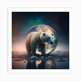 Polar Bear In A Globe Art Print