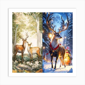 Deer In The Forest Art Print