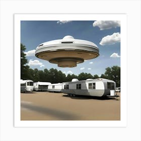 Redneck UFO trying to park on blocks Art Print