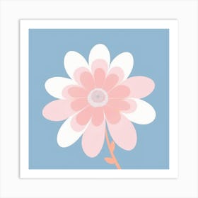 A White And Pink Flower In Minimalist Style Square Composition 142 Art Print