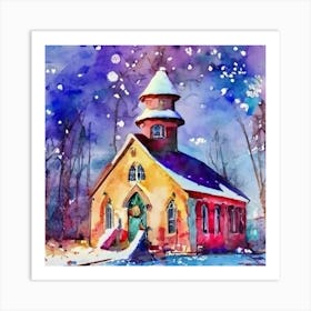 Church In The Snow Art Print