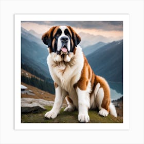 St Bernard Dog 36 Art Print