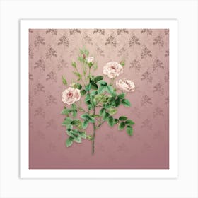 Vintage Rosier Pompon Botanical on Dusty Pink Pattern Art Print