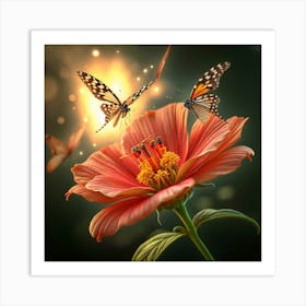 Butterfly On A Flower Art Print