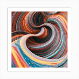 Close-up of colorful wave of tangled paint abstract art 35 Art Print