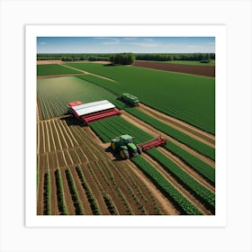 Aerial View Of A Farm Art Print