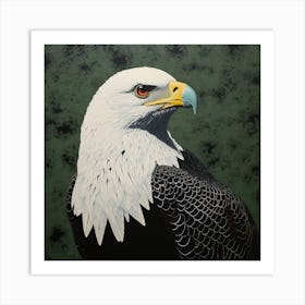 Ohara Koson Inspired Bird Painting Bald Eagle 3 Square Art Print
