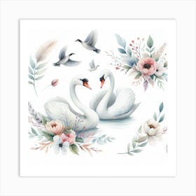 Swans 6 Art Print