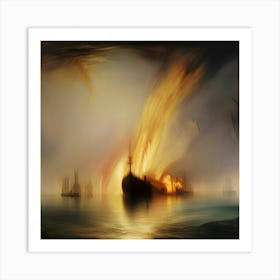 Fire Ship Art Print