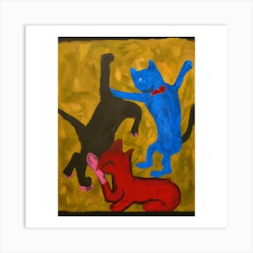 Three Cats Fighting Art Print