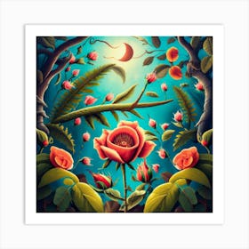 Roses In The Forest Art Print